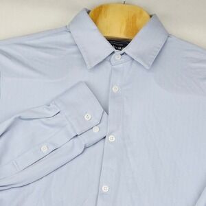 Mizzen+Main Men's Shirt  XL Spinnaker Blue Label Trim Fit Light Blue Herringbone